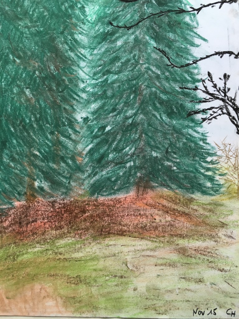 Herbstlicher Wald, Pastellkreide, DIN A 3 (Nov. 2015)