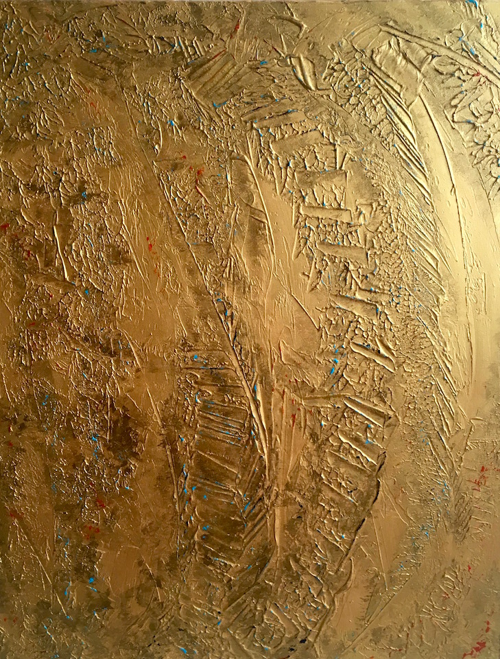 Acrylic, abstract, "Golden Girl", Spachteltechnik, Leinwand 80x100cm (CH Juli 2016)