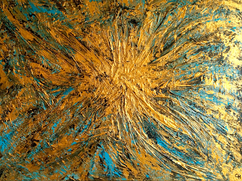 Acrylic, abstract, "Explosion", Spachteltechnik, Leinwand 80x60cm (CH Juli 2016)