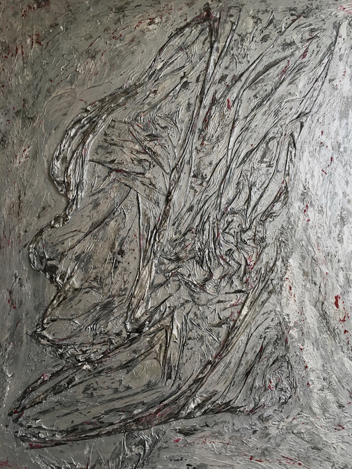 Acrylic, abstract, "Legionär", Spachteltechnik, Leinwand 70x90cm (CH Juli 2016)